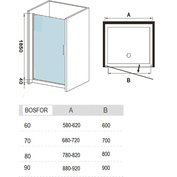 Дверь в нишу River BOSFOR 90 МТ, 90x185