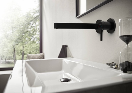 Hansgrohe Finoris Смеситель для раковины однорычажный скрытого монтажа настенный с изливом 22.8 см белый матовый 76050700