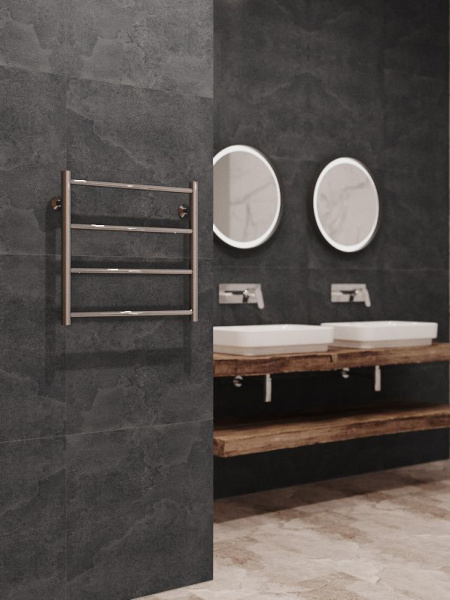 Полотенцесушитель водяной Stinox Toscana 500x500, нижнее подключение, хром, 1/2" ВР (внутренняя резьба), 4 перекладины