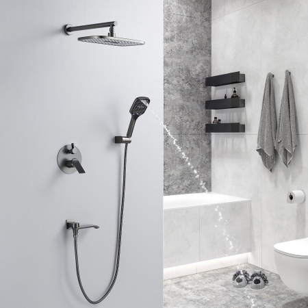 Душевая система встраиваемая Shevanik S4135T, оружейная сталь