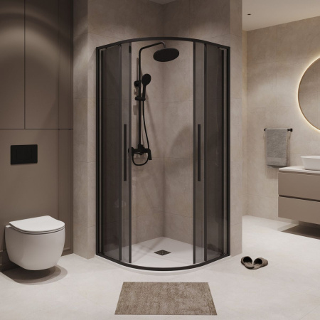 Душевое ограждение  Niagara Nova  NG-2826-34BLACK (90*90*195) полукруг, двери раздвижные