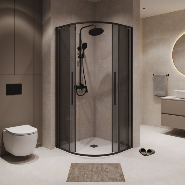 Душевое ограждение  Niagara Nova  NG-2827-34BLACK (100*100*195) полукруг, двери раздвижные