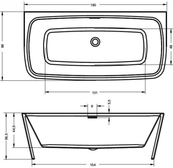 Акриловая ванна Riho Adore FS 180x86 BD0400500000000