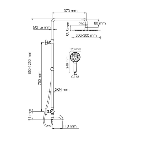 A188.261.207.PG Thermo Душевой комплект WasserKRAFT с термостатическим смесителем