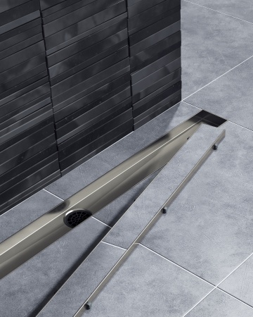 Душевой лоток TIMO Drain System 1000 с двусторонней панелью "plate" под плитку, Черное золото