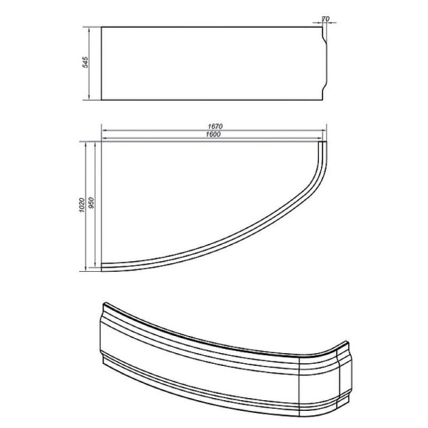 Панель для ванны фронтальная Cersanit JOANNA 160 универсальная, 63362