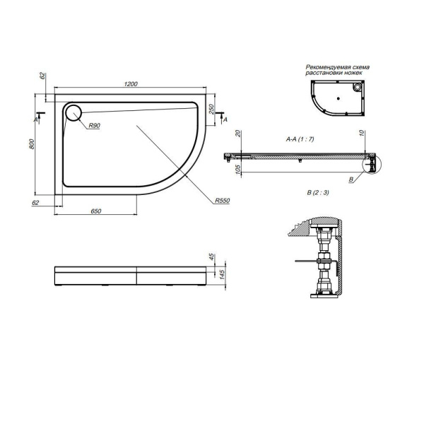 W83T-302R120W Like 120  Душевой поддон AM.PM правосторонний, 120x80, белый акрил