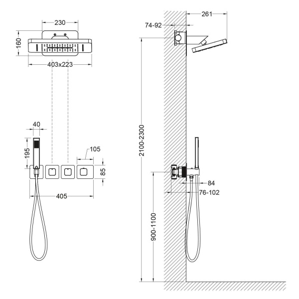 Встраиваемая душевая система с термостатом TIMO Petruma SX-5249/00SM, хром
