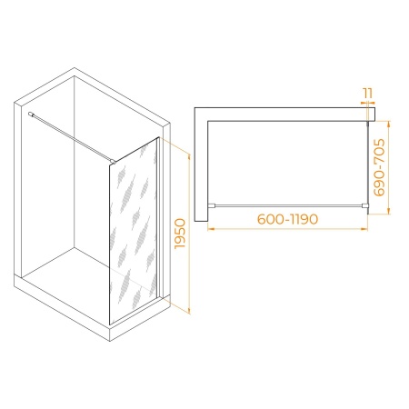 Душевая перегородка RGW WA-002B 700