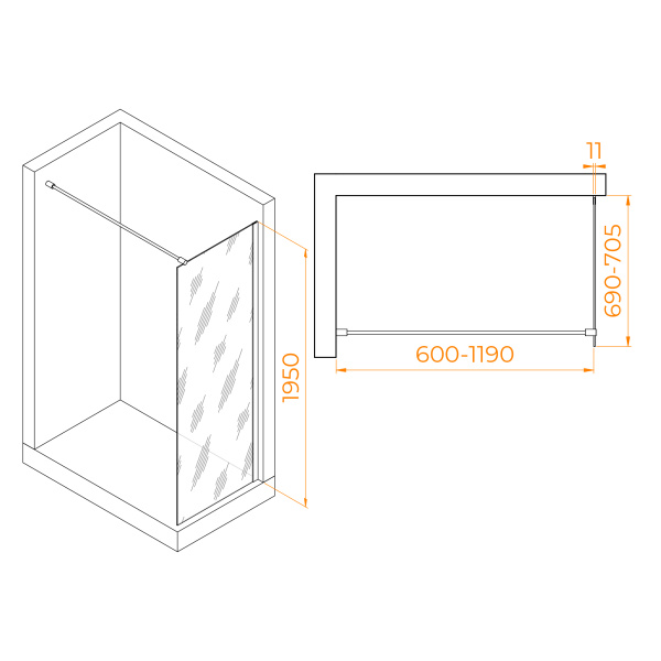 Душевая перегородка RGW WA-002B 700