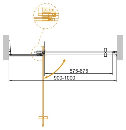 Душевая дверь в нишу CEZARES SLIDER-B-1-90/100-GRIGIO-BORO