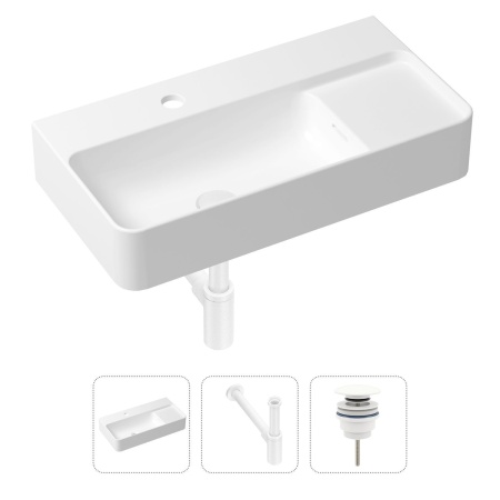 Комплект 3 в 1 Lavinia Boho Bathroom Sink 21520501: накладная фарфоровая раковина 60 см, металлический сифон, донный клапан