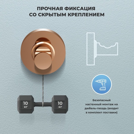 Настенный крючок для полотенец в ванную комнату Wellsee Finishing Touch 182519000, материал латунь, цвет розовое золото. Выдерживает вес до 10 кг