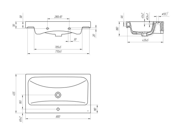 Раковина мебельная Cersanit MODUO 80, S-UM-MOD80/1
