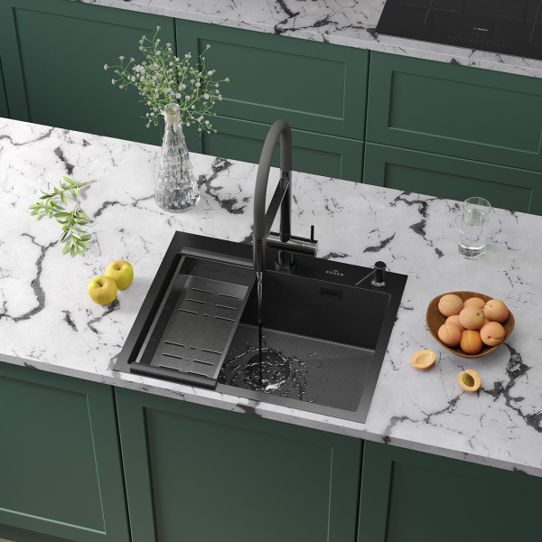 Кухонная мойка Roxen Snake 60 PVD графит (текстурное покрытие)