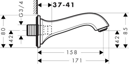 Hansgrohe Metropol Classic Излив на ванну хром-золото 13425090