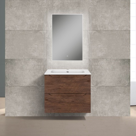 Тумба Vincea Norma 600 подвесная, 2 выкатных ящика soft close, R.Wood с умывальником VCB-2N600W из искуственного камня, цвет белый