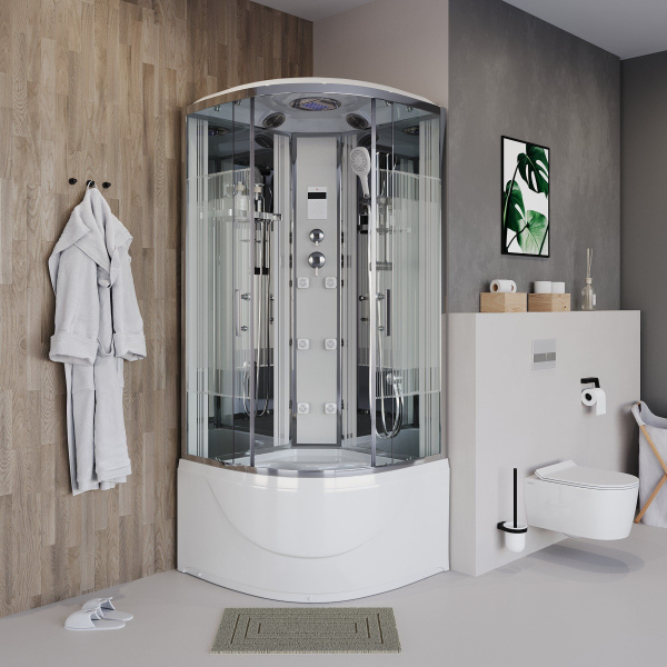 Душевая кабина Niagara Ultra NG-709-01 100х100х220, высокий поддон 48 см, стекло прозрачное с рисунком