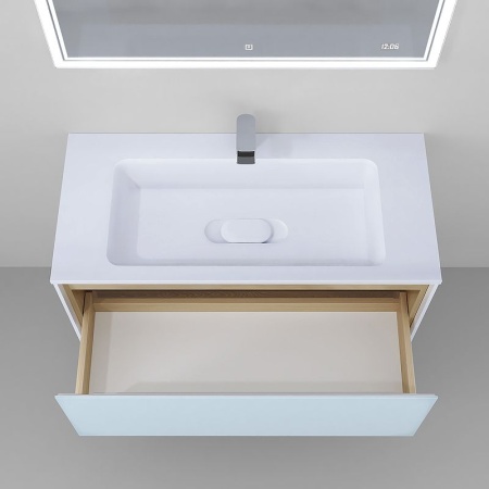 Тумба под раковину Jorno Glass 100 Gla.01.97/P/W белый глянец