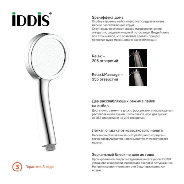 Лейка для душа IDDIS SpaHome SPA1F00i18