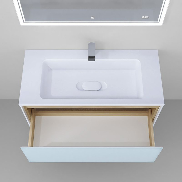 Тумба под раковину Jorno Glass 100 Gla.01.97/P/W белый глянец