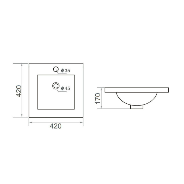 Orange RA03410W раковина встраиваемая белая, санфарфор