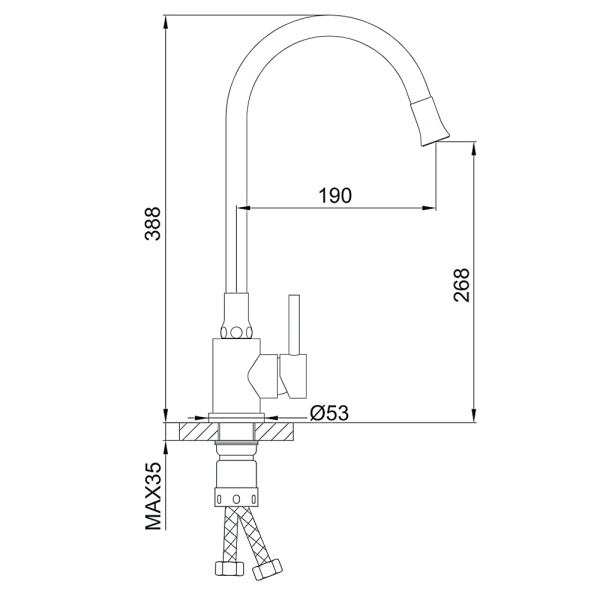 Смеситель для кухни с гибким изливом FRAP F40994-8, белый