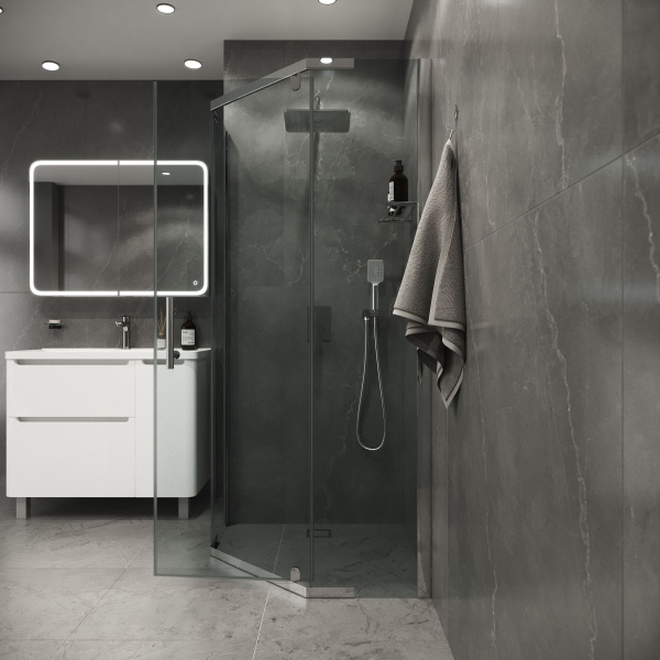 Душевое ограждение Niagara Eco NG-1010-14D (100х100х190) трапеция,распашное,хром,стекло прозрачное