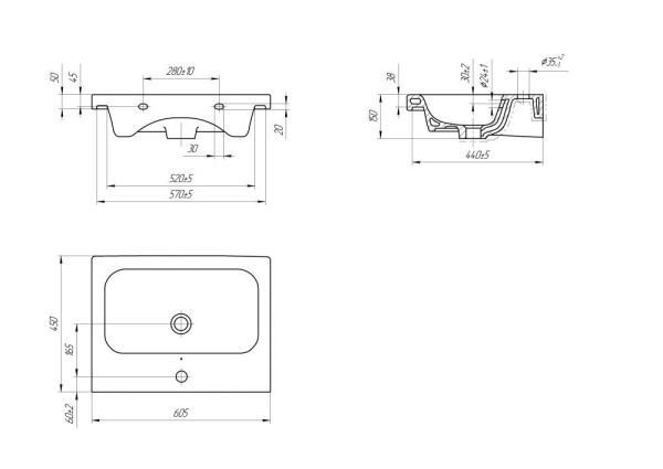 Раковина универсальная Cersanit COLOUR 60, S-UM-COL60/1-w