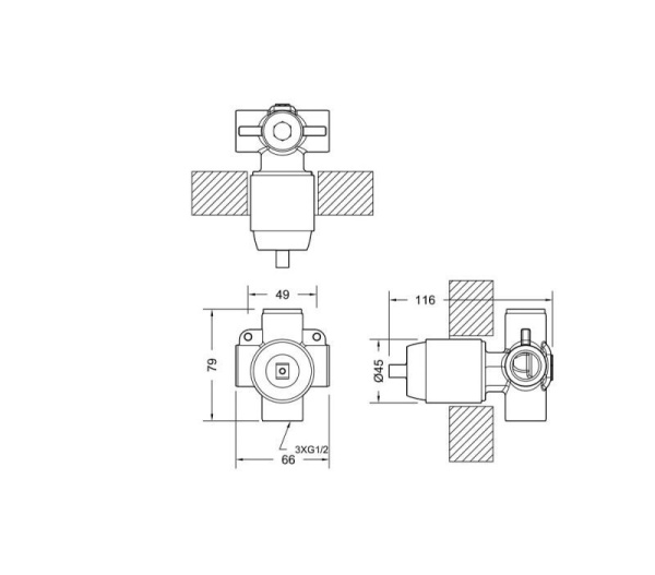 Внутреннее тело 1-функц. Bravat Built-in D999CP-ENG