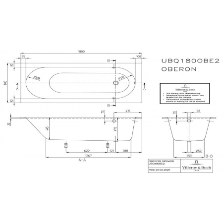 Ванна Villeroy & Boch Oberon 1800 x 800 мм, квариловая, UBQ180OBE2V-01