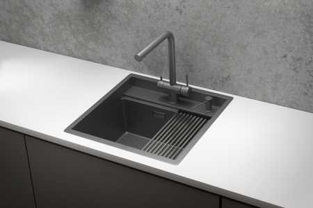 Мойка для кухни Granula Kitchen Space 5051 графит матовый, 50х51 см, квадратная