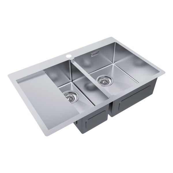 Мойка нерж. сталь KRONER 78/2SF, PM227851-BSR, брашированная сталь, правая, 780х510мм, Paulmark