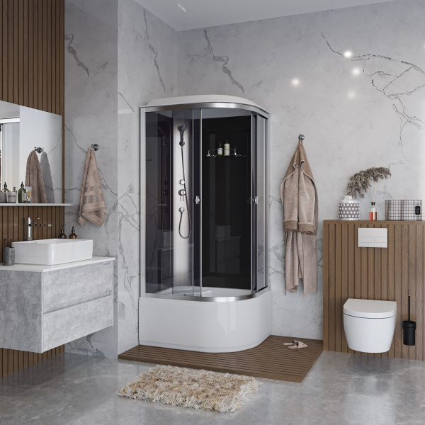 Душ.каб. Niagara Eco E90/80/40L/TN/BK (900х800х1950) 4 места