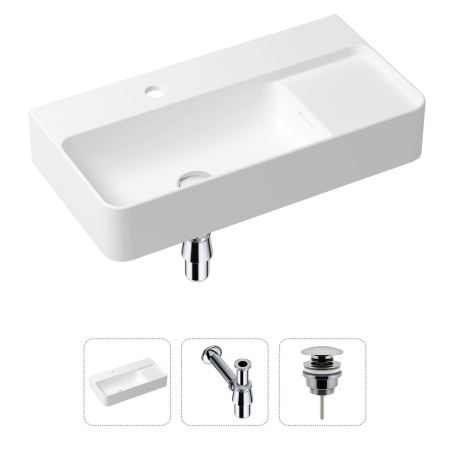 Комплект 3 в 1 Lavinia Boho Bathroom Sink 21520491: накладная фарфоровая раковина 60 см, металлический сифон, донный клапан