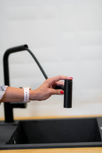 Смеситель для кухонной мойки Laveo Toro BAX_769D с выдвижным изливом черный