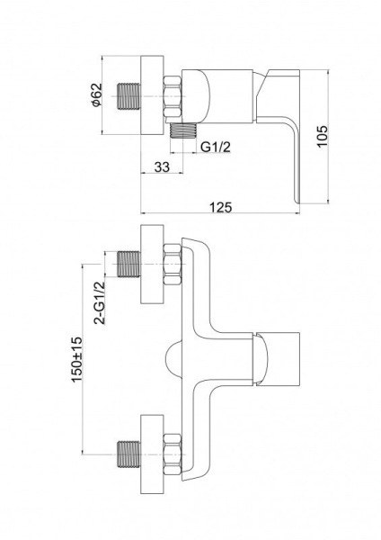 Смеситель для душа Cersanit GEO однорычажный, 63041