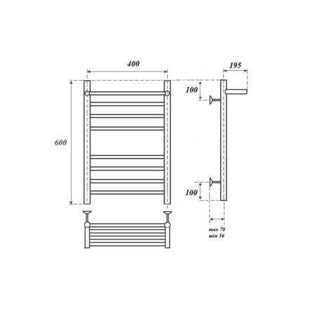 Полотенцесушитель водяной Point PN10146SP П7 400x600 с полкой, хром