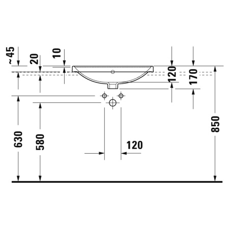 Duravit D-Neo Умывальник встраиваемый белый 0357600027