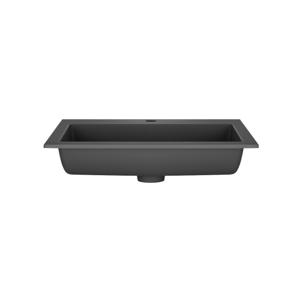 Тумба Vincea Chiara 2D 600 подвесная, 2 выкатных ящика soft-close, N.Oak с умывальником VCB-13600B из кварца, цвет черный