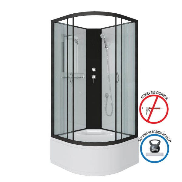 Душевая кабина Niagara Classic NG-6707-14BK 80х80х200, высокий поддон 40 см, стекло прозрачное, черные профиля