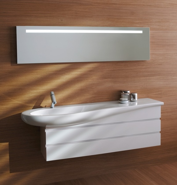Подвесная раковина Ilbagnoalessi one 120х50х16,5 см, 1 отверстие для смесителя, столешница справа, c покрытием lcc, санфарфор, с отв. под смеситель 8.1497.3.400.104.1