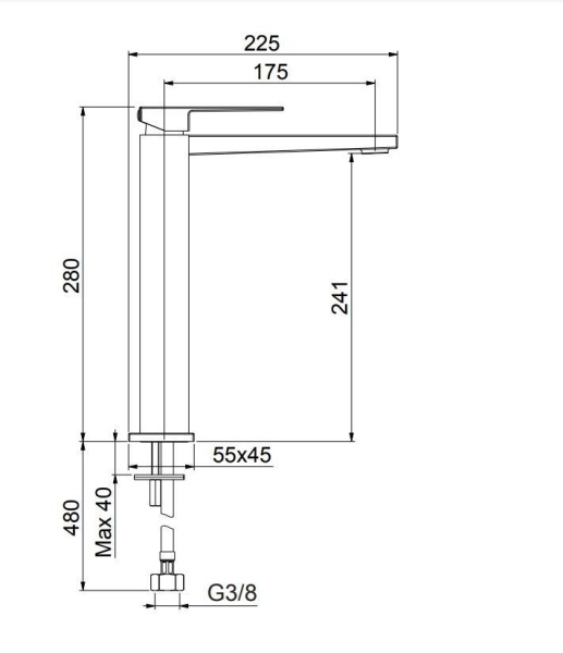 Смеситель для раковины Fiore Kube 100NN8518, черный