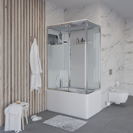 Душевая кабина Niagara Ultra NG-307-01L 120х80х220, высокий поддон 50 см, стекло прозрачное с матовой полосой