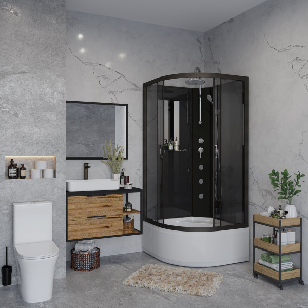 Душевая кабина Niagara Classic NG-6508-14BKTG 90х90х210-240, высокий поддон 40 см, стекло тонированное, алюм черный