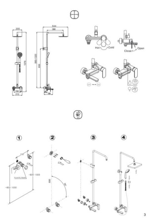 Душевая колонна со смесителем для ванны Bravat Opal F6125183CP-A-RUS поворотный излив