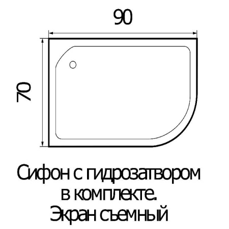 Поддон душевой Wemor 90/70/24 L ассимметрия 900x700x240 мм
