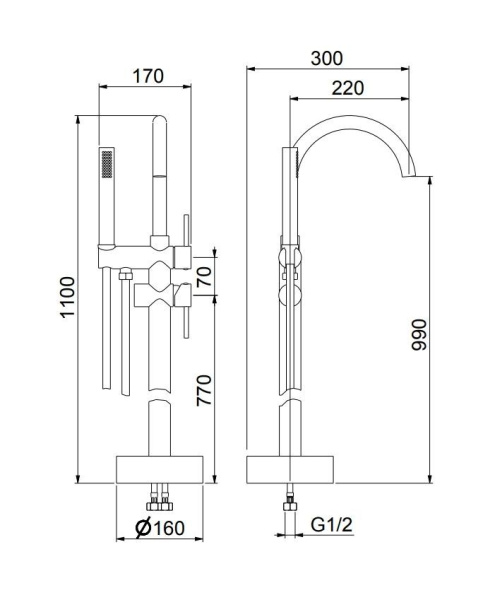 Смеситель для ванны Fiore Xenon 44NN5145, черный