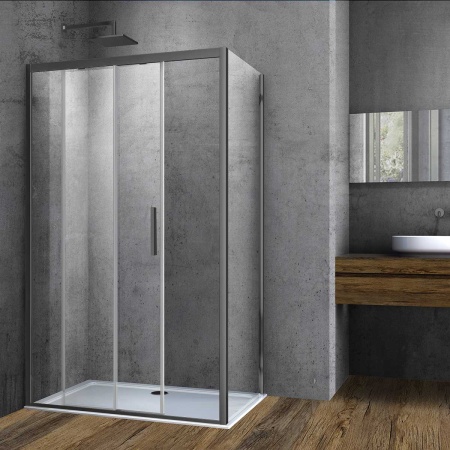 Душевой уголок Софт (Soft) VSR-3SO8011CLGM, 1100*800, вороненая сталь, стекло прозрачное