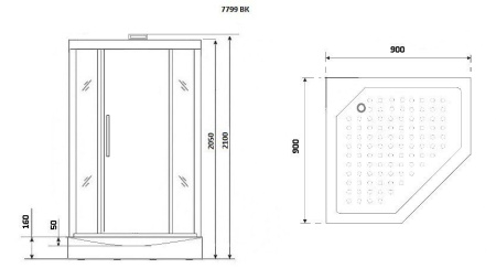Душевая кабина Niagara Luxe NG-7799GBK 90x90х210, низкий поддон, стенки золото, без крыши